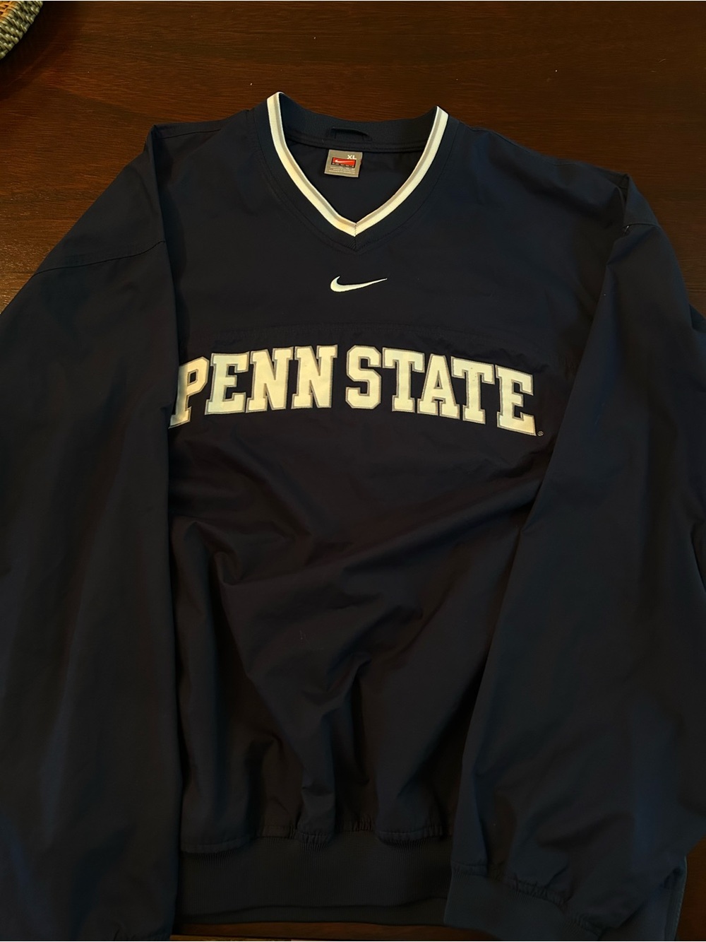 Nike Navy and White Penn State V-Neck Pullover